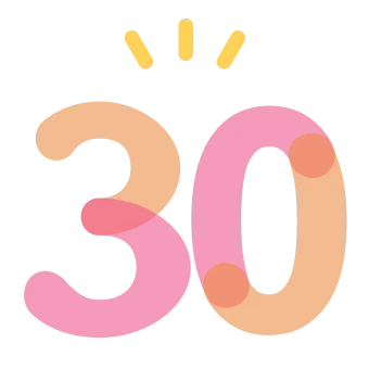 30が書いてあるイラスト
